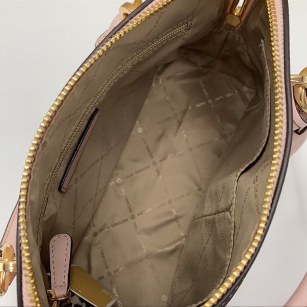 Michael Kors Jet Set Travel Medium Leather Dome Satchel Powder Blush Multi - Picture 16 of 16